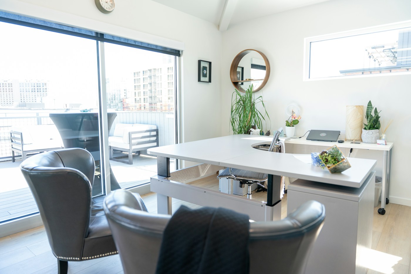 Bright office interior with open workspaces and natural light